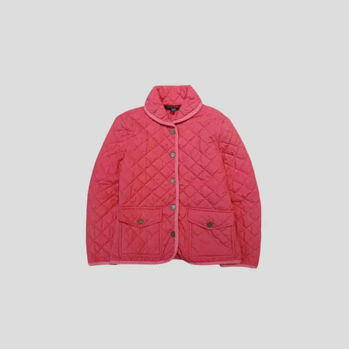 [BUNJANG] Polo Ralph Lauren Pink Diamond Quilted Jacket / 폴로랄프로렌 핑크 심플포니 다이아몬드퀼팅 숄카라 퀼팅자켓 캐주얼자켓 M(