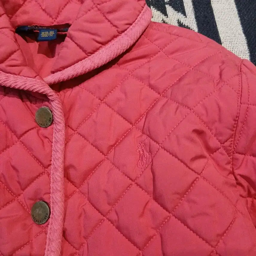 [BUNJANG] Polo Ralph Lauren Pink Diamond Quilted Jacket / 폴로랄프로렌 핑크 심플포니 다이아몬드퀼팅 숄카라 퀼팅자켓 캐주얼자켓 M(