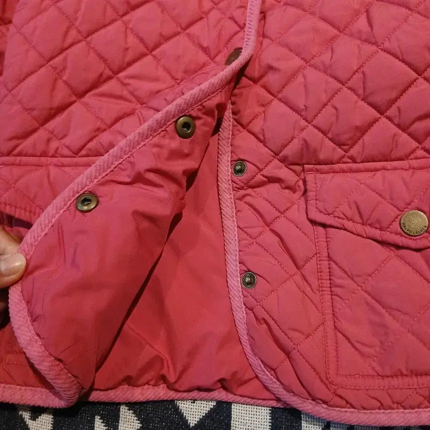 [BUNJANG] Polo Ralph Lauren Pink Diamond Quilted Jacket / 폴로랄프로렌 핑크 심플포니 다이아몬드퀼팅 숄카라 퀼팅자켓 캐주얼자켓 M(