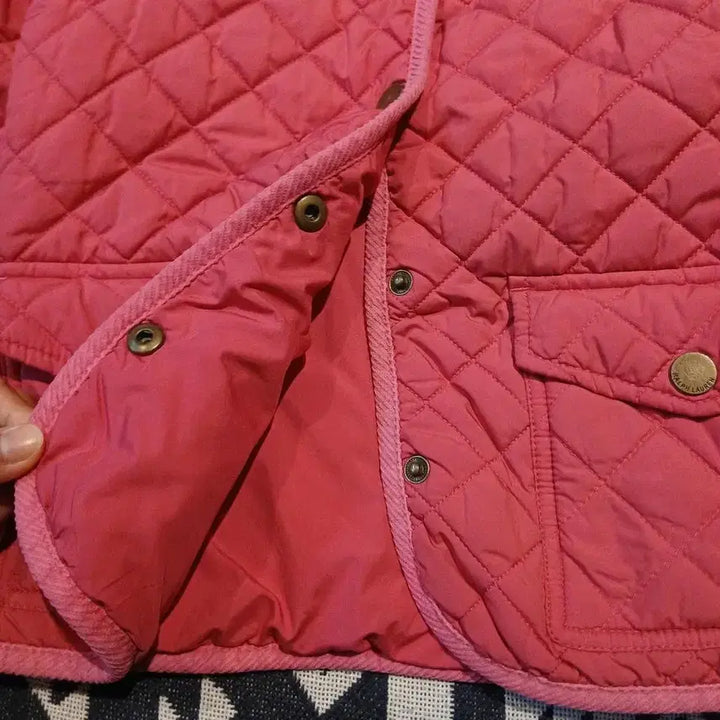 [BUNJANG] Polo Ralph Lauren Pink Diamond Quilted Jacket / 폴로랄프로렌 핑크 심플포니 다이아몬드퀼팅 숄카라 퀼팅자켓 캐주얼자켓 M(