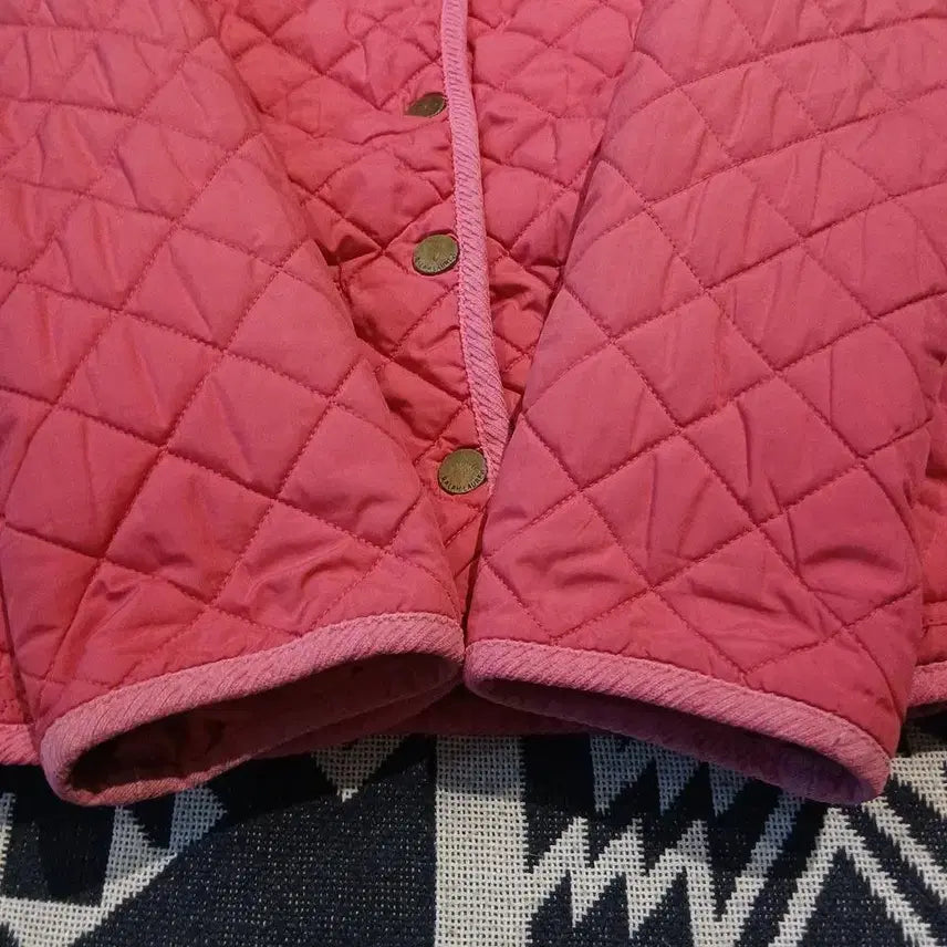 [BUNJANG] Polo Ralph Lauren Pink Diamond Quilted Jacket / 폴로랄프로렌 핑크 심플포니 다이아몬드퀼팅 숄카라 퀼팅자켓 캐주얼자켓 M(