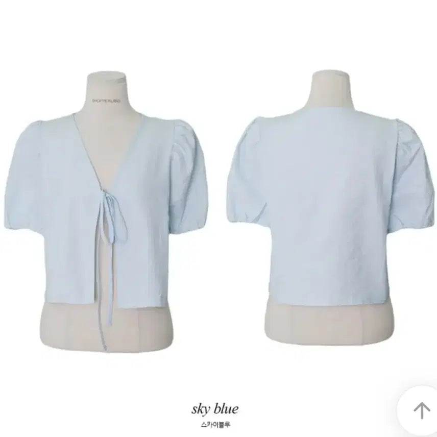 [SOLD OUT] 새옷) 시어서커 퍼프 블라우스 가디건 소라색