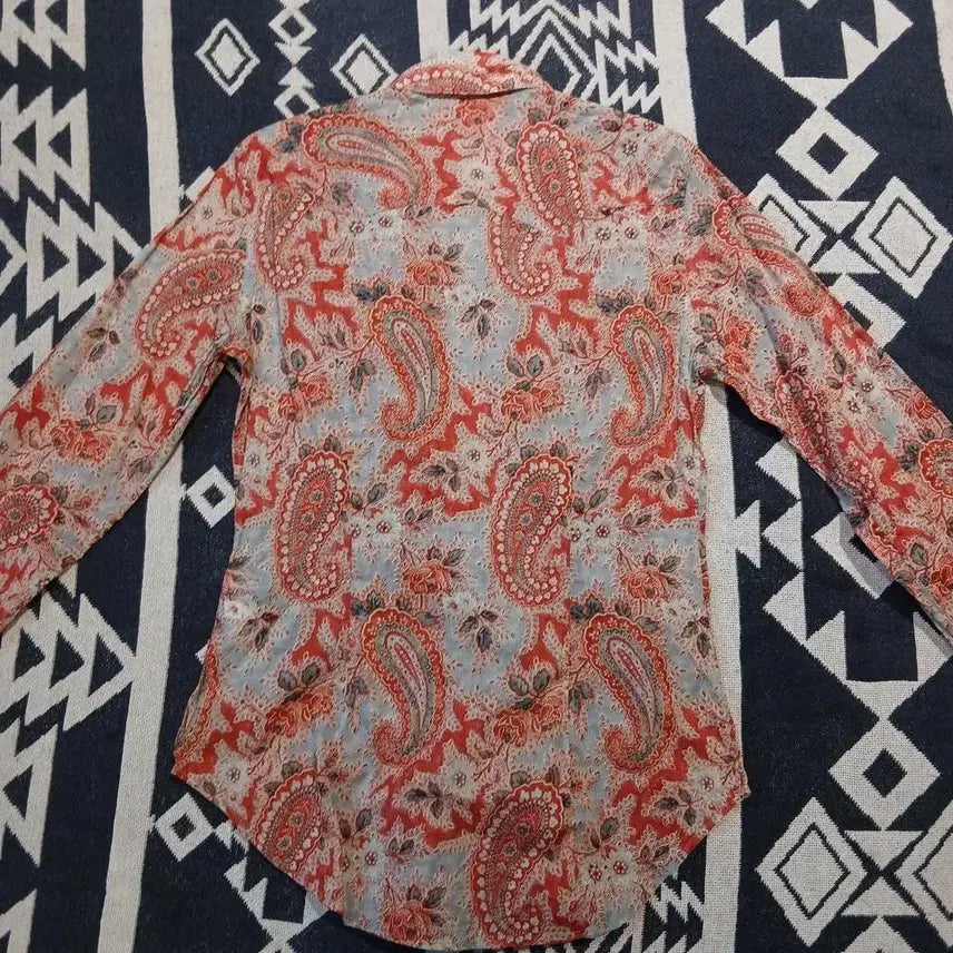 [BUNJANG] Polo Ralph Lauren Paisley Pattern Cotton Blouse / 폴로랄프로렌 레드 멀티컬러 페이즐리패턴 더블포켓 슬림핏 코튼 블라우스 남