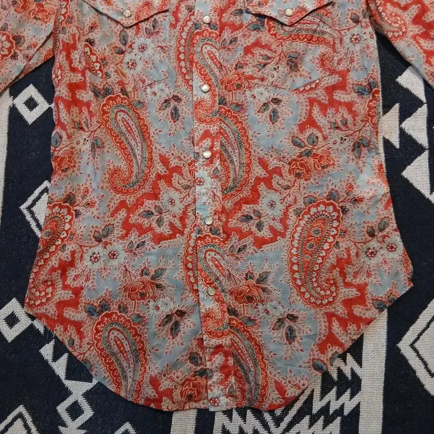 [BUNJANG] Polo Ralph Lauren Paisley Pattern Cotton Blouse / 폴로랄프로렌 레드 멀티컬러 페이즐리패턴 더블포켓 슬림핏 코튼 블라우스 남