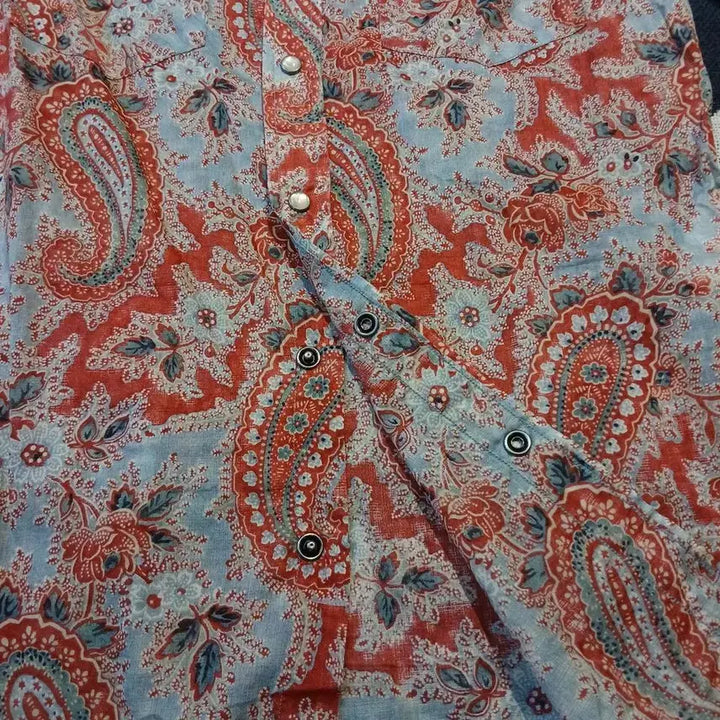 [BUNJANG] Polo Ralph Lauren Paisley Pattern Cotton Blouse / 폴로랄프로렌 레드 멀티컬러 페이즐리패턴 더블포켓 슬림핏 코튼 블라우스 남