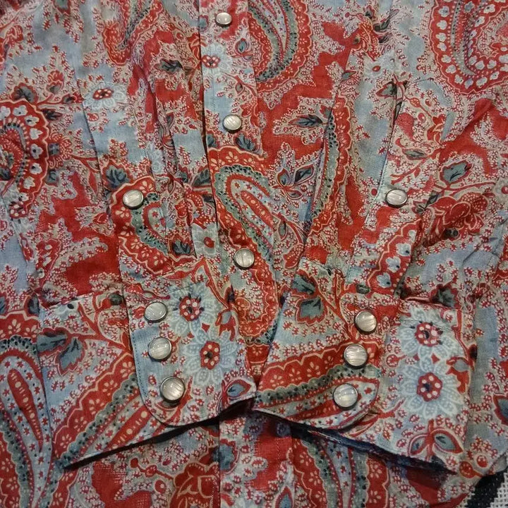 [BUNJANG] Polo Ralph Lauren Paisley Pattern Cotton Blouse / 폴로랄프로렌 레드 멀티컬러 페이즐리패턴 더블포켓 슬림핏 코튼 블라우스 남