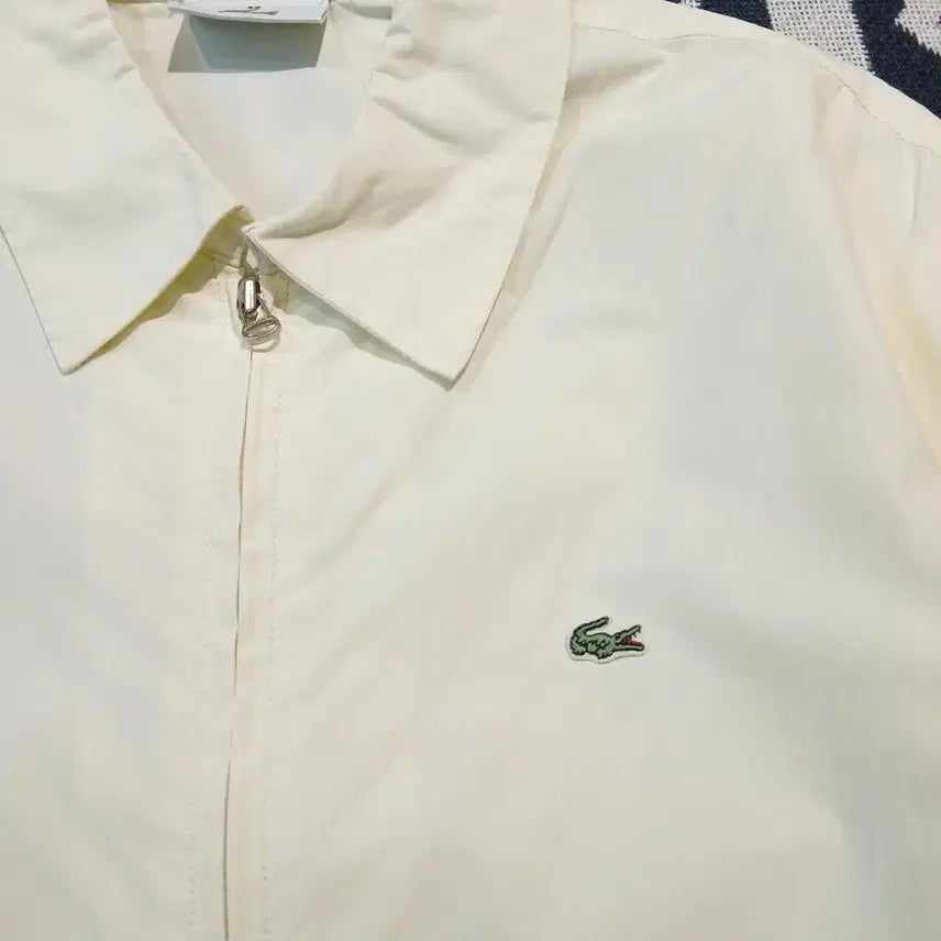 [BUNJANG] Lacoste Light Yellow Croc Patch Logo Swing Top Blouson Jacket / 라코스테 라이트옐로우 연노랑 크록패치 로고 스윙톱 블루종 자켓 S