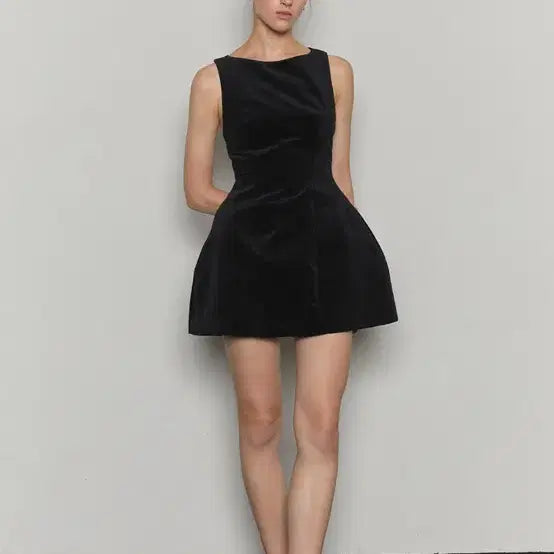 [BUNJANG] Soakin Velvet Mini Dress / 쏘킨 Ribbon Detail Hourglass Velvet Dress