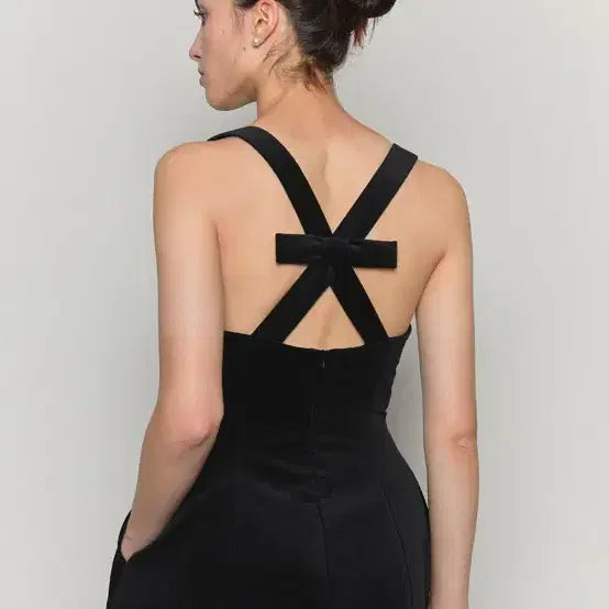 [BUNJANG] Soakin Velvet Mini Dress / 쏘킨 Ribbon Detail Hourglass Velvet Dress