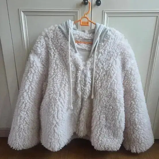 [BUNJANG] Ivory Sherpa Hoodie Zip-up Jacket / 뽀글이 덤블 후드 집업 아이보리