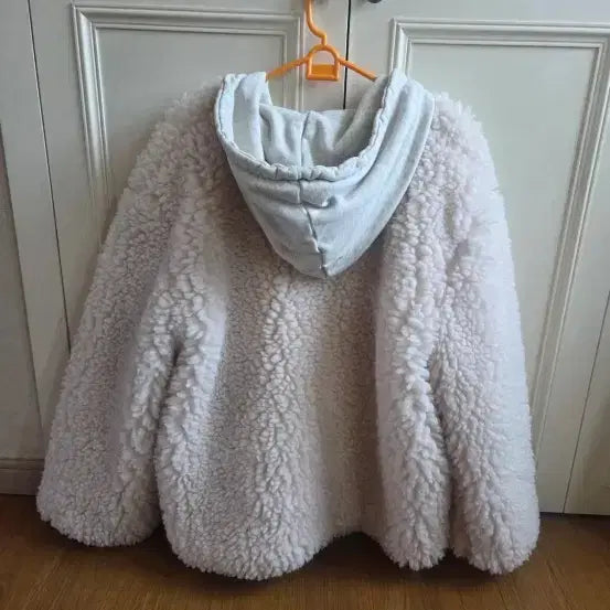 [BUNJANG] Ivory Sherpa Hoodie Zip-up Jacket / 뽀글이 덤블 후드 집업 아이보리