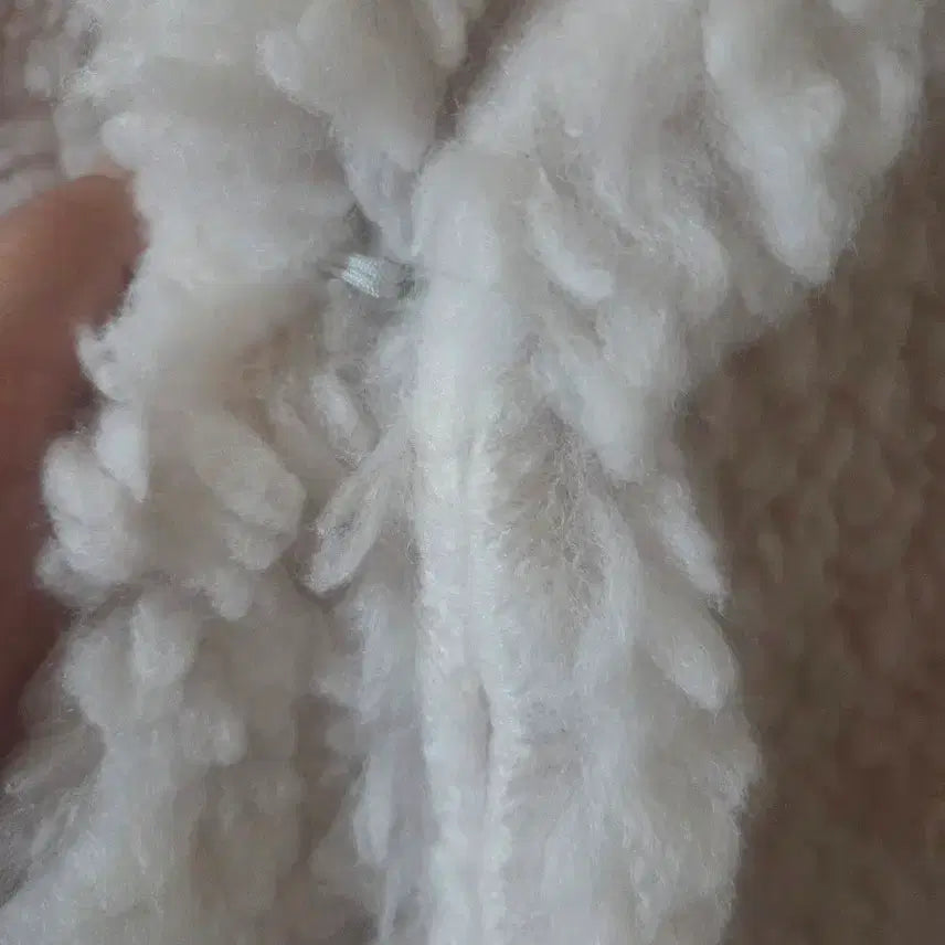 [BUNJANG] Ivory Sherpa Hoodie Zip-up Jacket / 뽀글이 덤블 후드 집업 아이보리