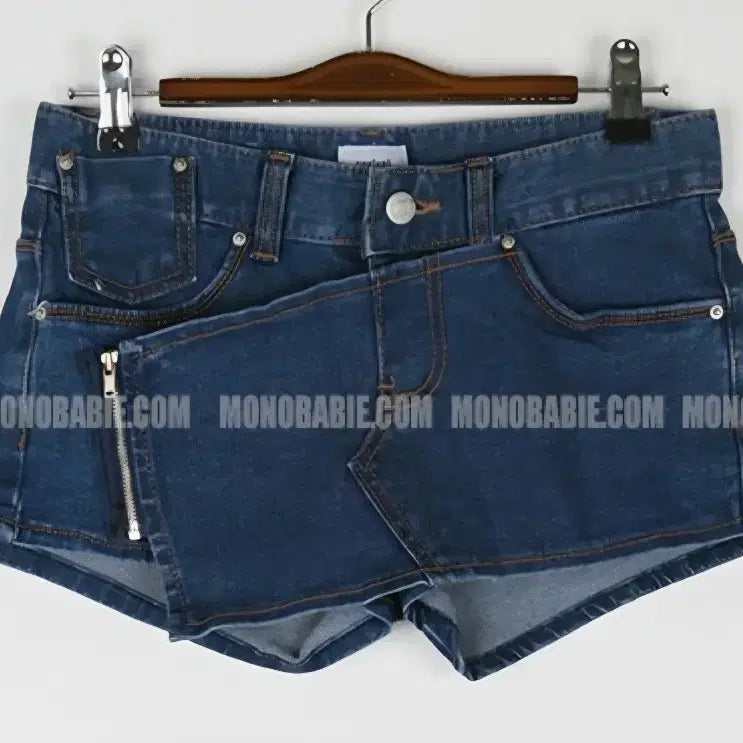 [BUNJANG] Mini Wrap Denim Skirt Pants / 초미니 랩 청치마바지