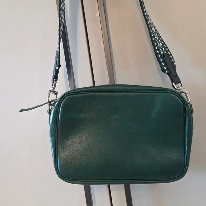[BUNJANG] Handmade Green Leather Crossbody Bag / 정가 25만원 핸드메이드 소가죽 가벼운 핸드백 초록색 크로스백 녹색 그린