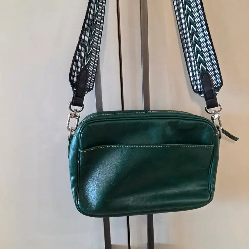 [BUNJANG] Handmade Green Leather Crossbody Bag / 정가 25만원 핸드메이드 소가죽 가벼운 핸드백 초록색 크로스백 녹색 그린