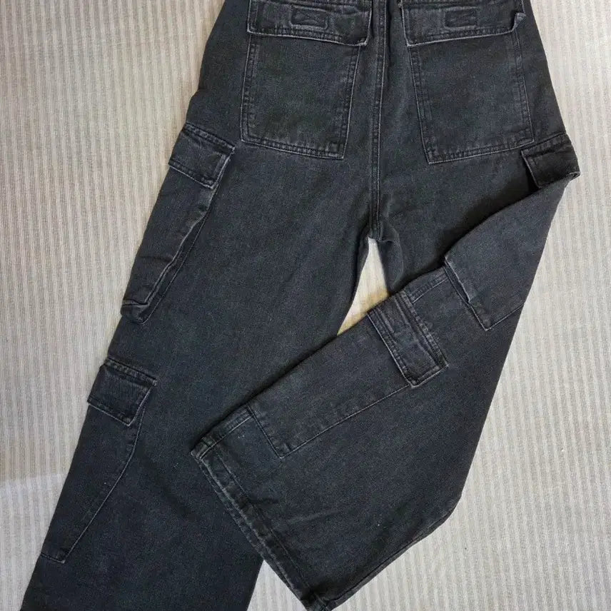 [BUNJANG] Black Cargo Wide Pants / 카고 와이드 블랙팬츠