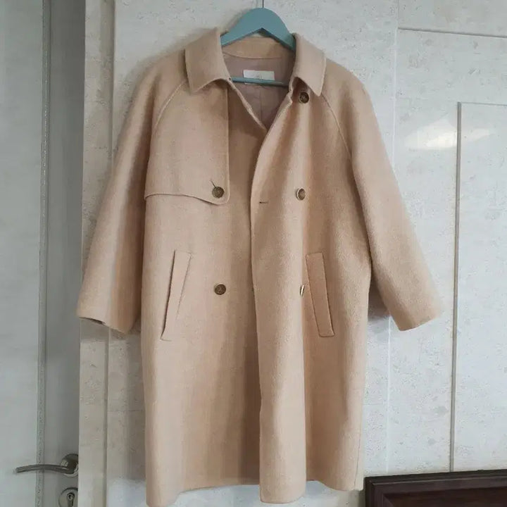 [BUNJANG] S1 Beige Double Handmade Coat Women / S1 베이지색 더블 핸드메이드 코트 여성