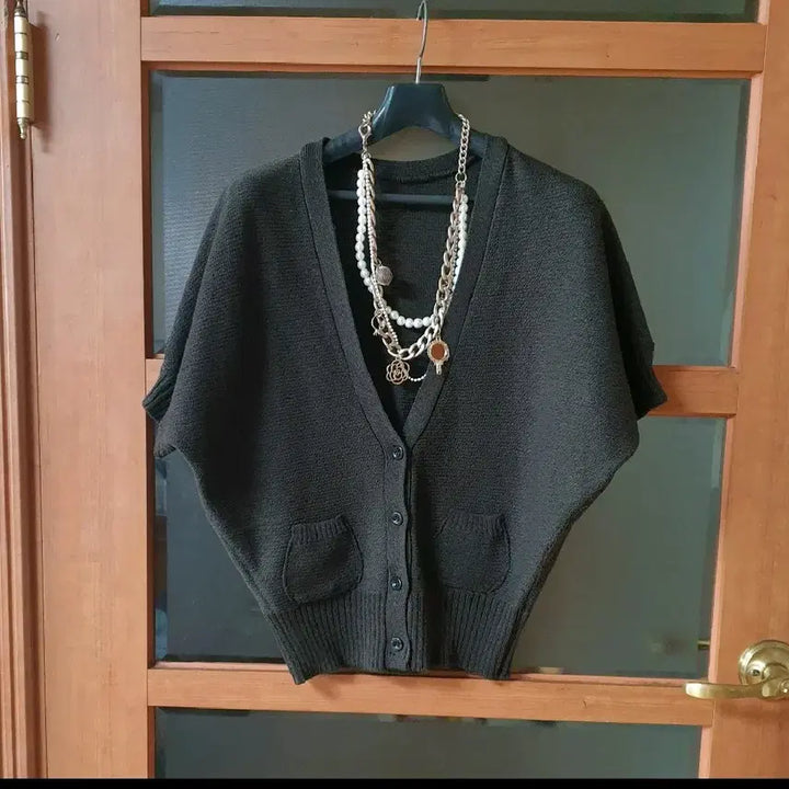 [BUNJANG] Unbranded Dark Brown Ribbed Pointed Cardigan / (새제품)시보리포인트 가오리핏 가디건 다크브라운