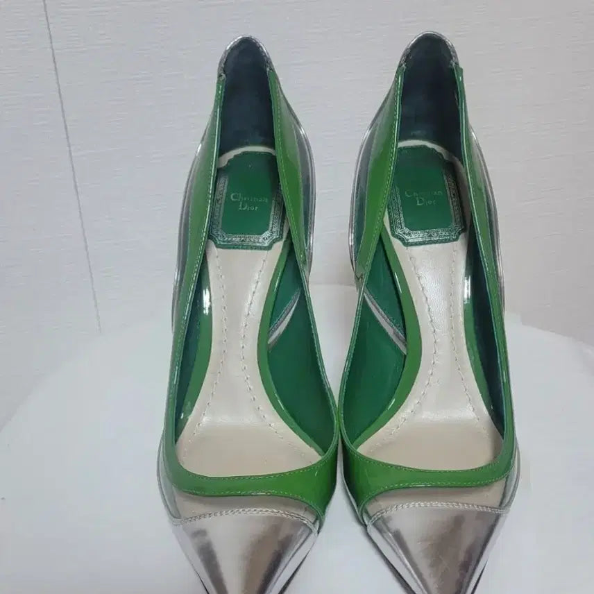[BUNJANG] Christian Dior Silver/Green Pumps Heels Shoes / 크리스찬디올실버/그린 펌프스 힐 슈즈