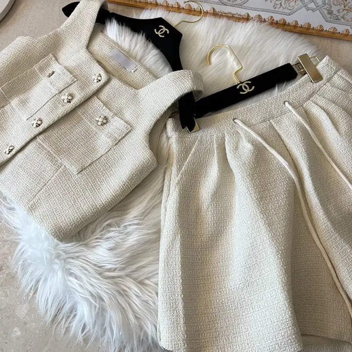 [BUNJANG] Tweed Vest Tank Top Pants Two-Piece Set / 트위드 조끼 나시 팬츠 투피스 세트 (새상품)