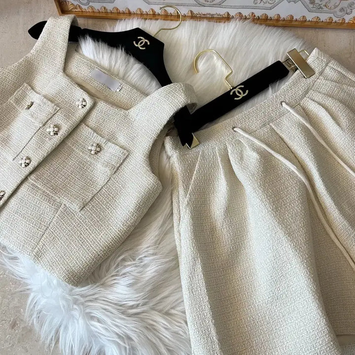 [BUNJANG] Tweed Vest Tank Top Pants Two-Piece Set / 트위드 조끼 나시 팬츠 투피스 세트 (새상품)