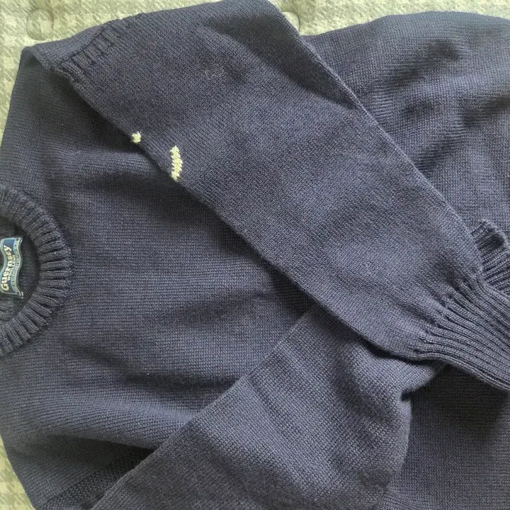 [BUNJANG] Gunghuillons Navy Crew Neck Holgarment Sweater / 건지울른스 네이비 크루넥 홀가먼트 스웨터