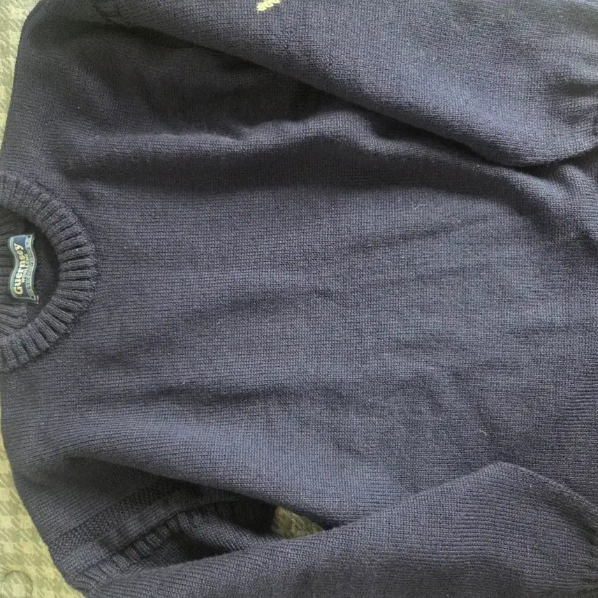 [BUNJANG] Gunghuillons Navy Crew Neck Holgarment Sweater / 건지울른스 네이비 크루넥 홀가먼트 스웨터