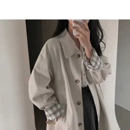 [BUNJANG] Long Trench Coat - Gray / 선물받은 롱트렌치 코트 이뻐요 거의 새거급