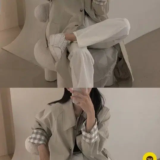 [BUNJANG] Long Trench Coat - Gray / 선물받은 롱트렌치 코트 이뻐요 거의 새거급