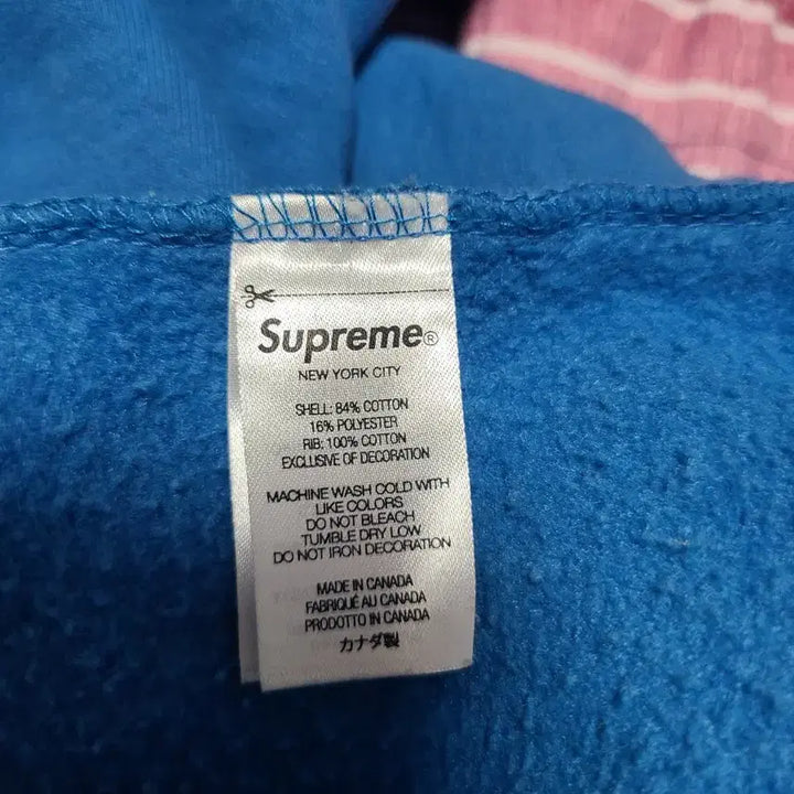 [BUNJANG] Supreme Box Logo Crewneck Sweatshirt - Red on Sky Blue - Men&