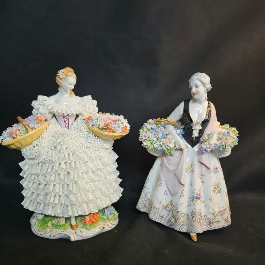 [BUNJANG] Luigi Fabris Floral Basket Woman Figurine / 이태리 루이지 파브리스 꽃바구니여인 피겨린