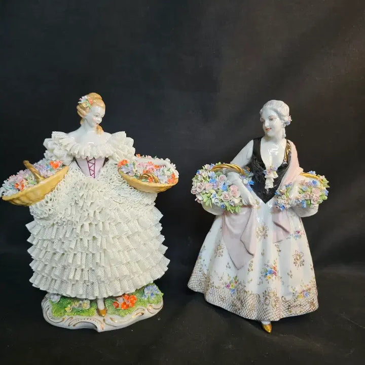 [BUNJANG] Luigi Fabris Floral Basket Woman Figurine / 이태리 루이지 파브리스 꽃바구니여인 피겨린