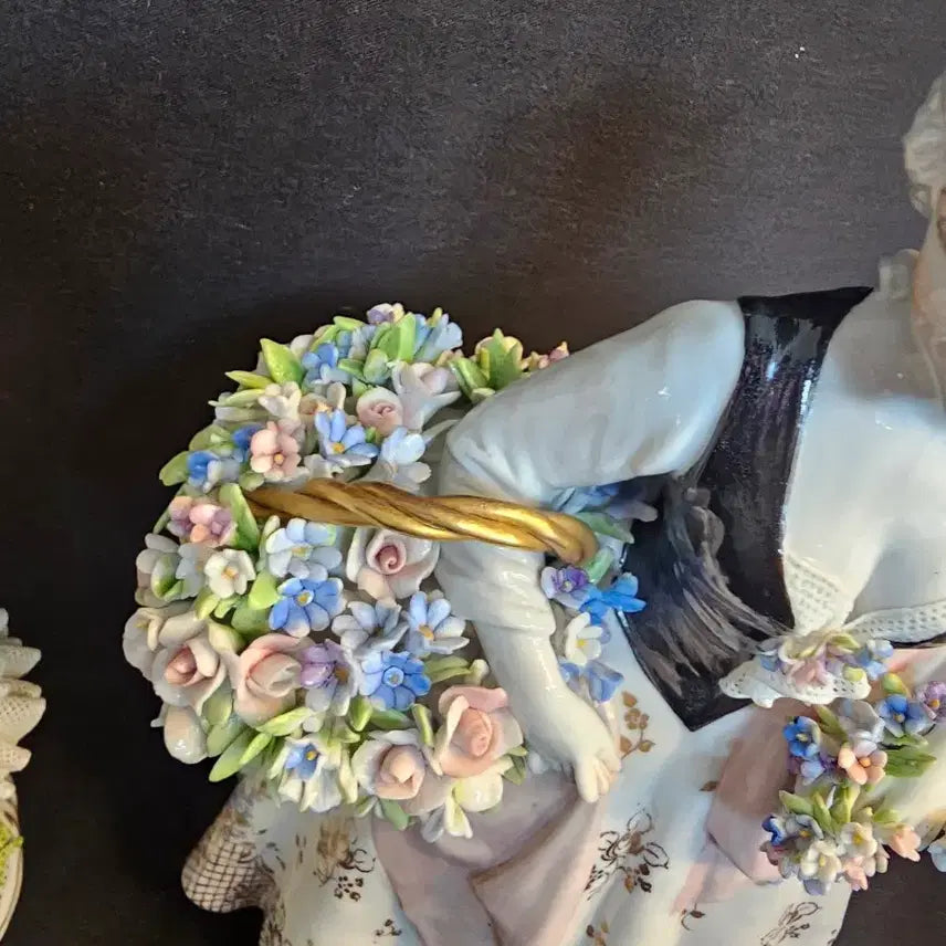 [BUNJANG] Luigi Fabris Floral Basket Woman Figurine / 이태리 루이지 파브리스 꽃바구니여인 피겨린