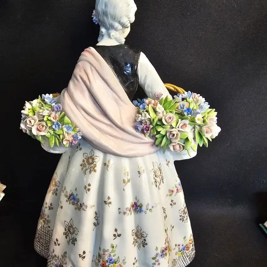 [BUNJANG] Luigi Fabris Floral Basket Woman Figurine / 이태리 루이지 파브리스 꽃바구니여인 피겨린