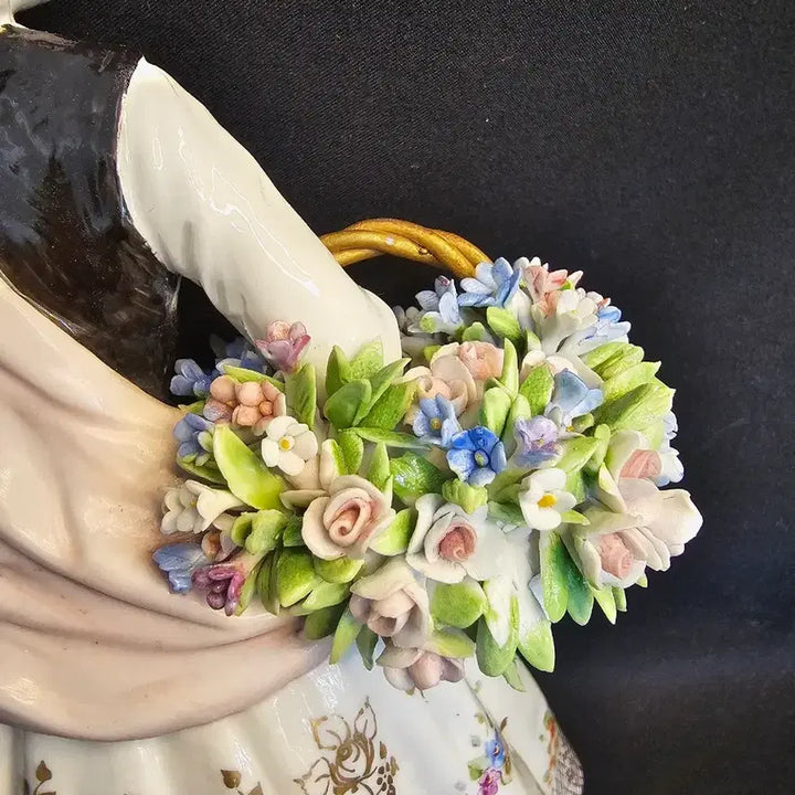 [BUNJANG] Luigi Fabris Floral Basket Woman Figurine / 이태리 루이지 파브리스 꽃바구니여인 피겨린