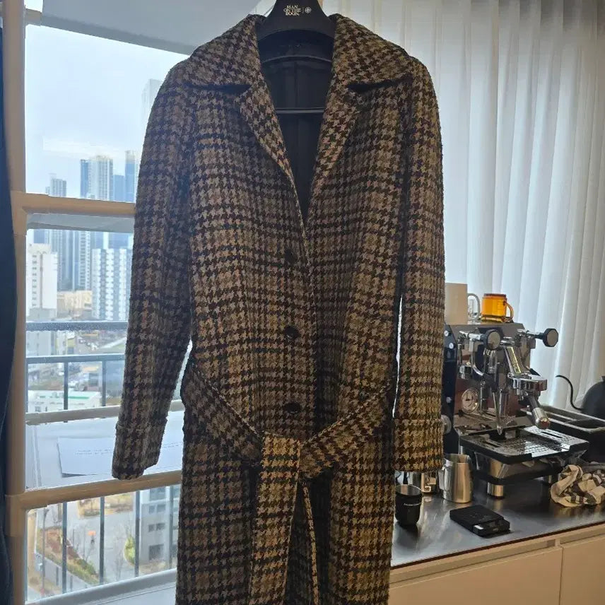 [BUNJANG] Man On The Boon Houndstooth Balmacaan Coat / 맨온더분 하운드투스 발마칸 코트 46