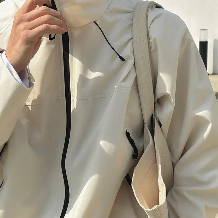 [BUNJANG] 26ss Hooded Windbreaker Jacket Cream XL, 2XL, 3XL / 26ss 후드 바람막이 점퍼 크림 2XL,3XL 사이즈 각각 판매합니다.