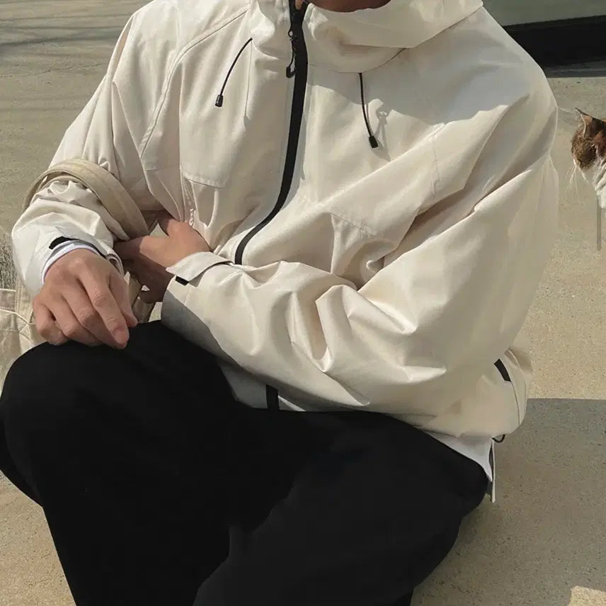[BUNJANG] 26ss Hooded Windbreaker Jacket Cream XL, 2XL, 3XL / 26ss 후드 바람막이 점퍼 크림 2XL,3XL 사이즈 각각 판매합니다.