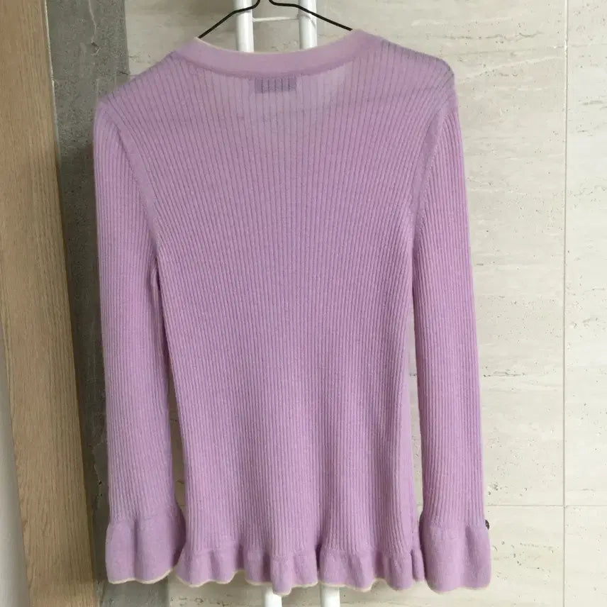 [BUNJANG] MINE Cashmere 100% Ribbed Frill Knit Top / MINE 마인 캐시미어100 골지 프릴 니트 90
