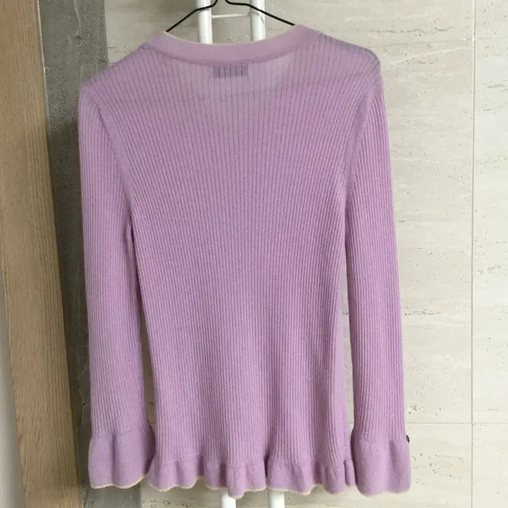 [BUNJANG] MINE Cashmere 100% Ribbed Frill Knit Top / MINE 마인 캐시미어100 골지 프릴 니트 90