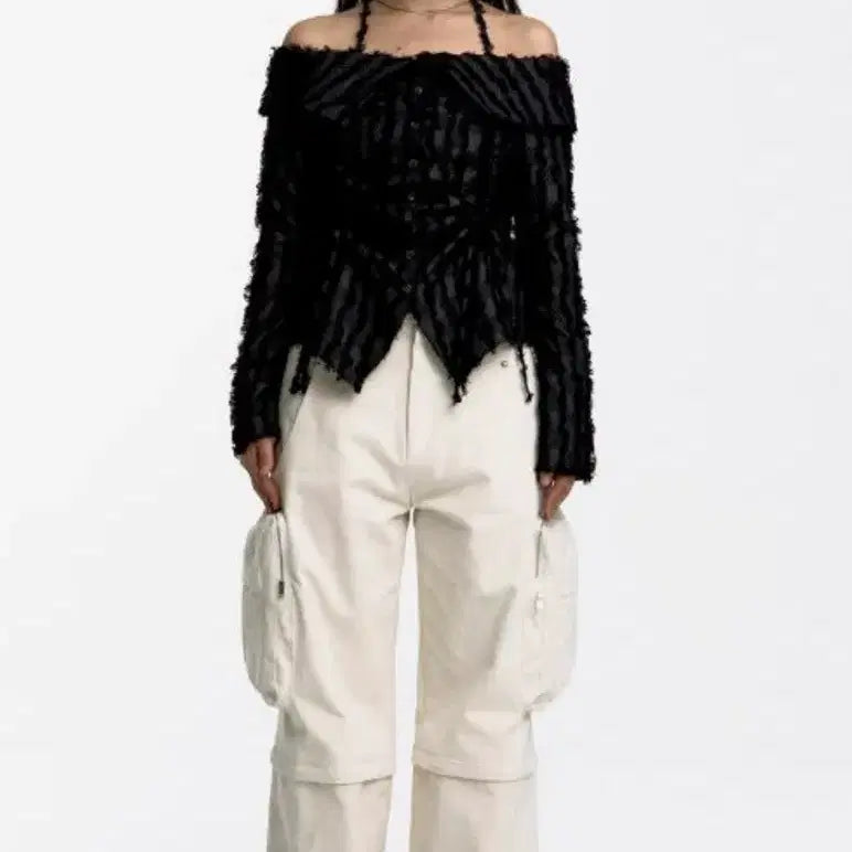 [BUNJANG] Kasiko Off-Shoulder Shirring Knit Top / 새상품) 카시코 오프숄더 셔링니트 블랙