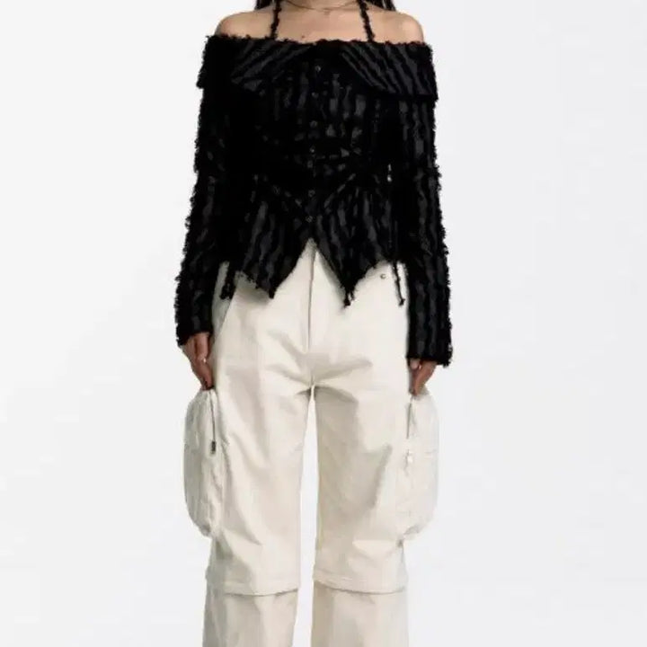 [BUNJANG] Kasiko Off-Shoulder Shirring Knit Top / 새상품) 카시코 오프숄더 셔링니트 블랙