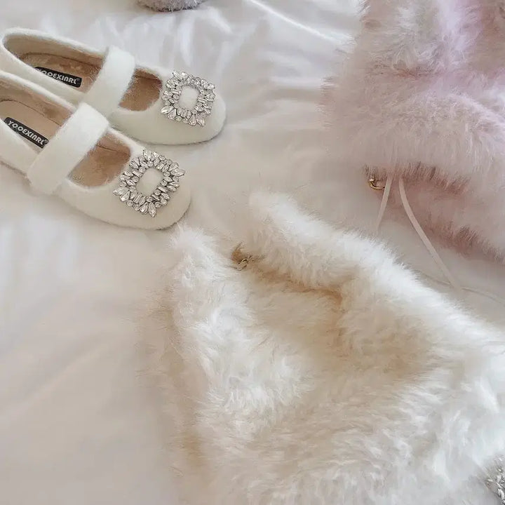[BUNJANG] Mielle Belluan Crystal Fur Mary Jane / [미엘르] 벨루안 크리스탈 퍼 메리제인