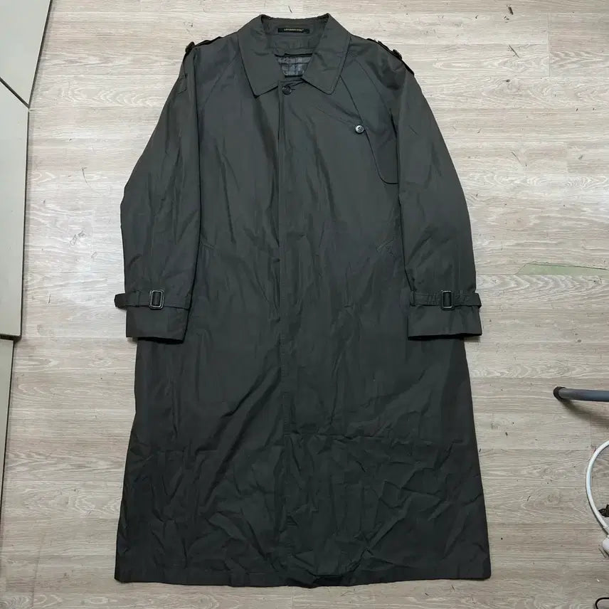 [BUNJANG] London Fog Check Lined Single Long Trench Coat [Khaki] / 런던포그 체크 안감내피 싱글 롱 트렌치 맥코트 [카키] 104-180