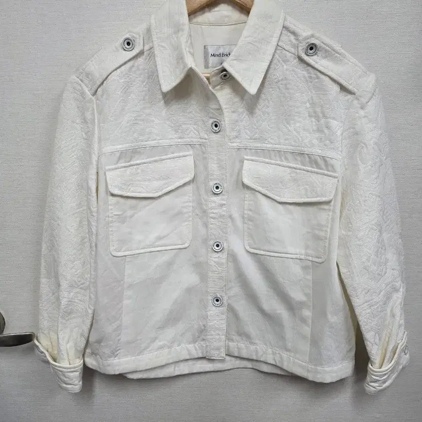 [BUNJANG] Mind Bridge Ivory Patterned Cropped Jacket (Size 66) / Mind Bridge 화이트 패턴 자켓(66사이즈)