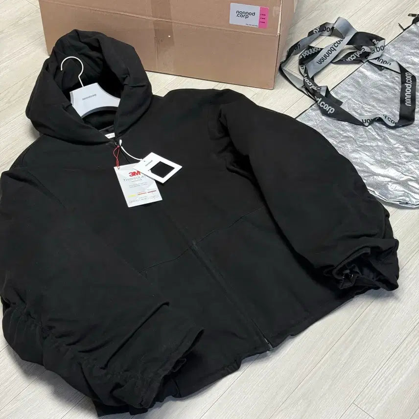 [BUNJANG] NONNOD Moleskin Shirring Bomber Jacket Black / [새상품/1/풀구성] 논노드 몰스킨 셔링 봄버 블랙