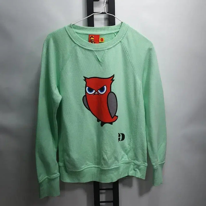 [BUNJANG] Lucky Chouette Owl Mint Green Sweatshirt / 럭키슈에뜨 맨투맨 부엉이 민트 그린 s
