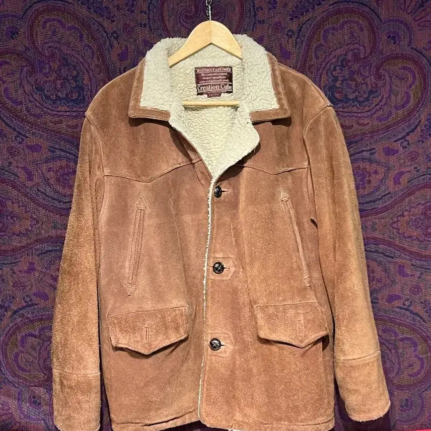 [BUNJANG] Western Suede Shearling Leather Jacket / 웨스턴 스웨이드 양털 가죽 자켓