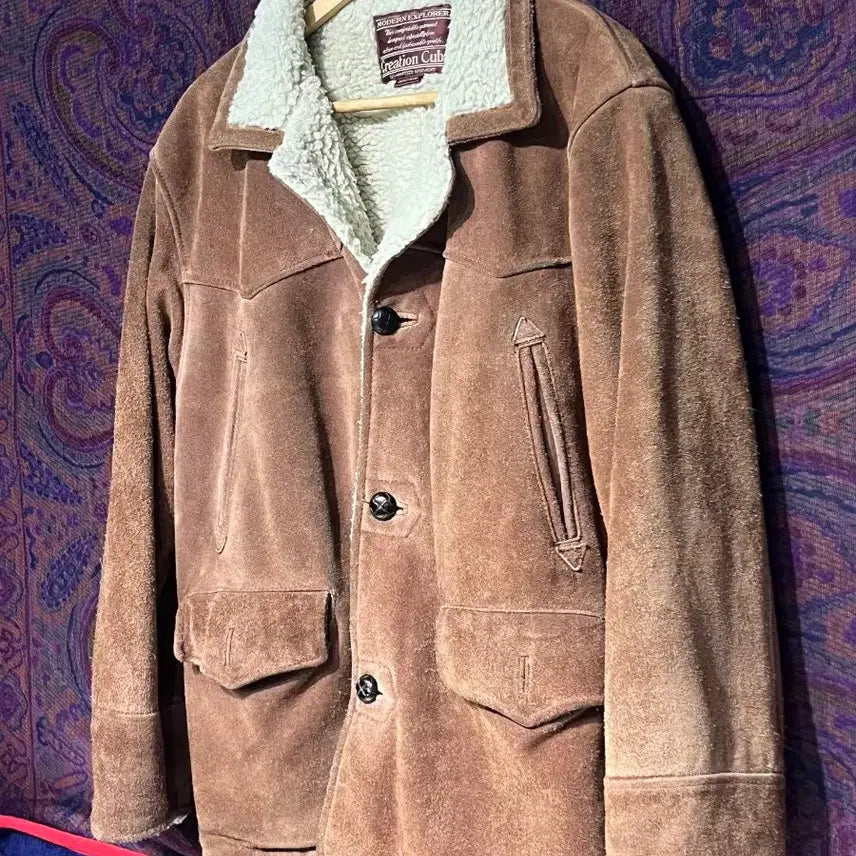 [BUNJANG] Western Suede Shearling Leather Jacket / 웨스턴 스웨이드 양털 가죽 자켓