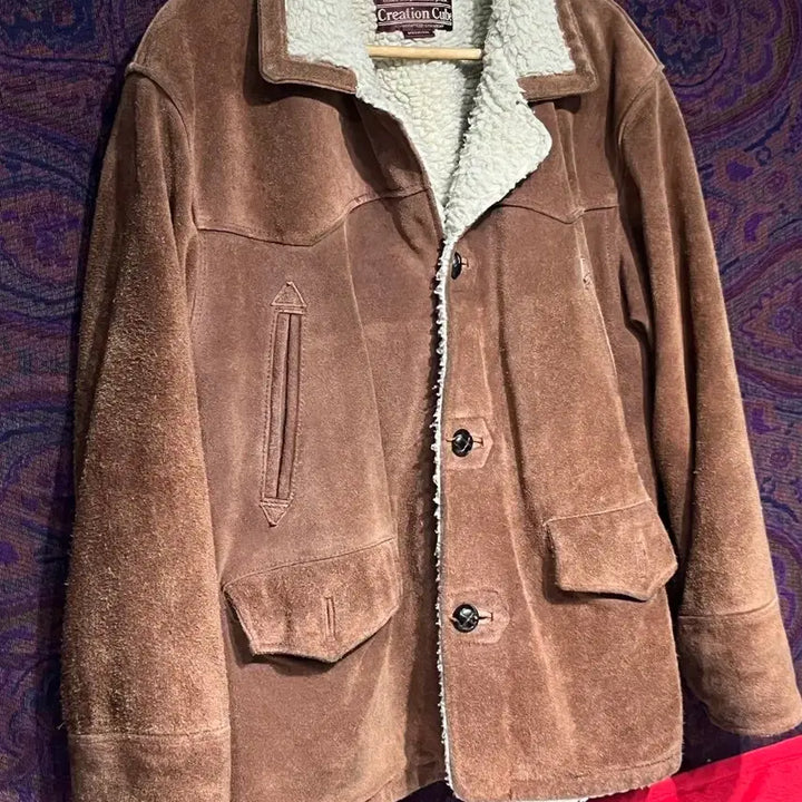 [BUNJANG] Western Suede Shearling Leather Jacket / 웨스턴 스웨이드 양털 가죽 자켓
